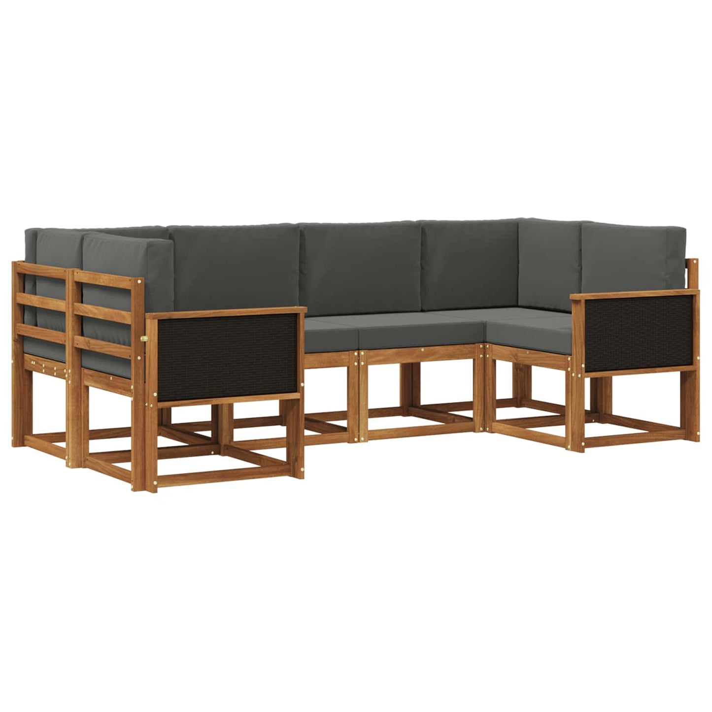 Buiten bankenset met kussen 6 pcs Natuurlijk en Antraciet is nu te koop bij PeponiXL, paradijselijk wonen!