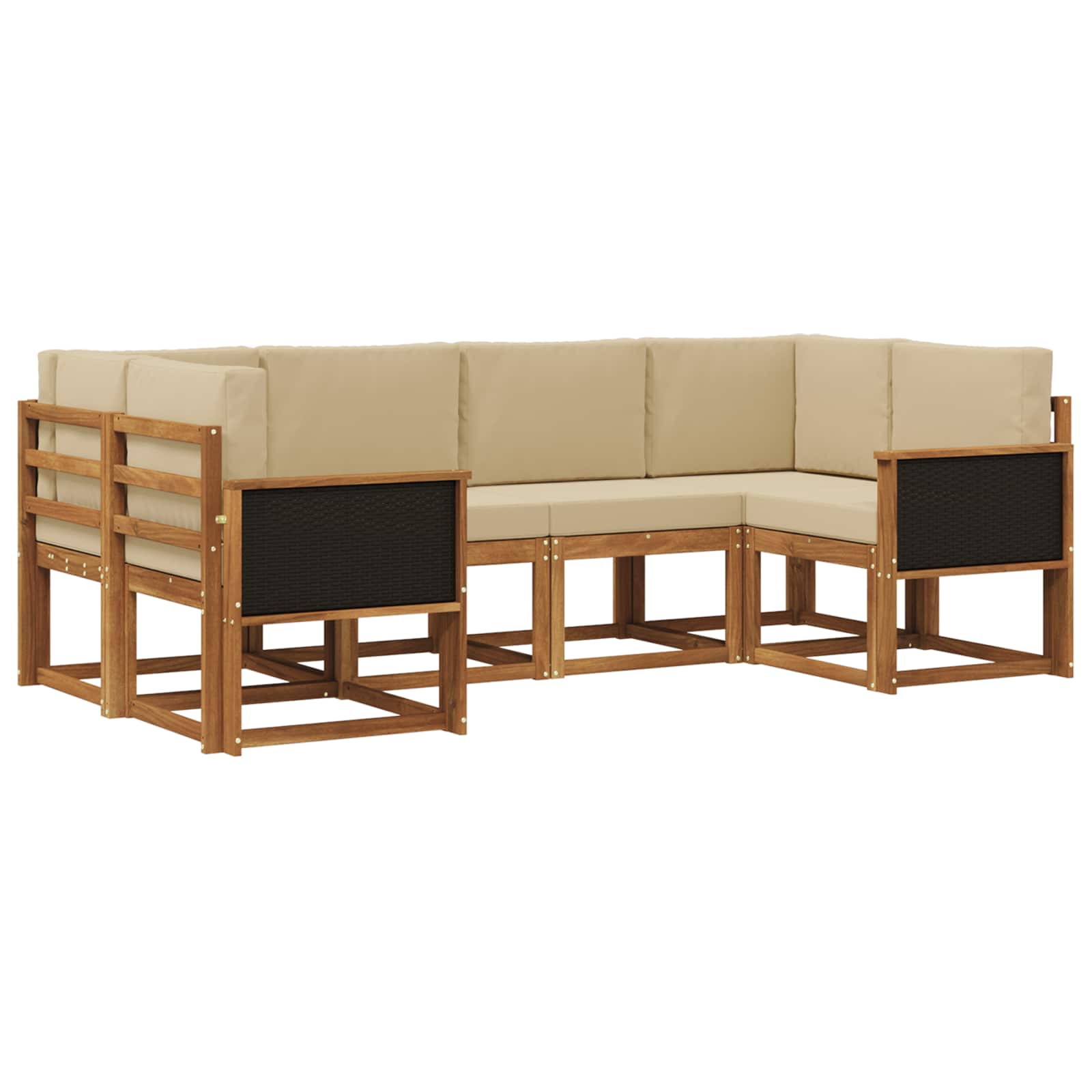 Buiten bankenset 6 pcs Natuurlijk en Beige Massief Acaciahout is nu te koop bij PeponiXL, paradijselijk wonen!