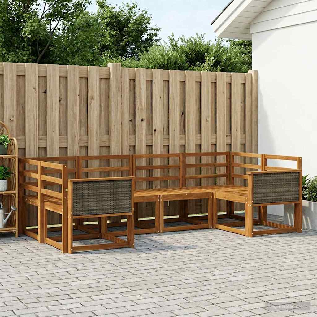 Buiten bankenset 6 pcs Naturel Massief Acaciahout is nu te koop bij PeponiXL, paradijselijk wonen!