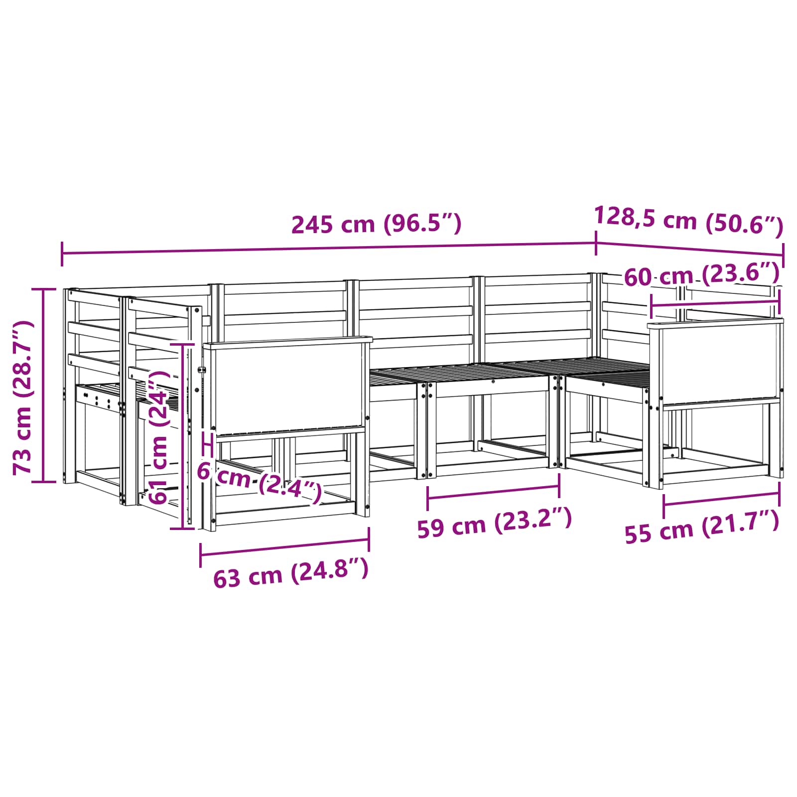Buiten bankenset 6 pcs Naturel Massief Acaciahout is nu te koop bij PeponiXL, paradijselijk wonen!