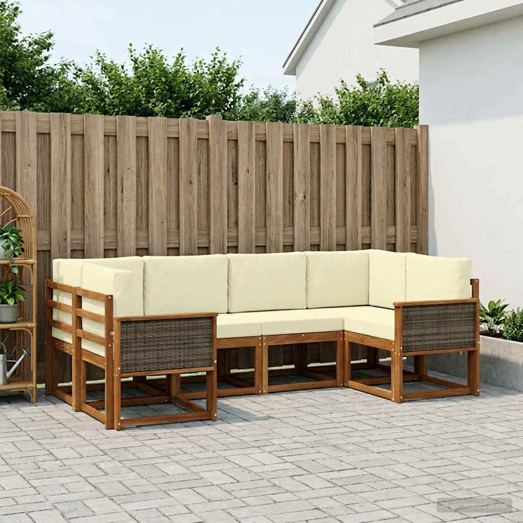 Buiten bankenset 6 pcs Natuurlijk en Crème Massief Acaciahout is nu te koop bij PeponiXL, paradijselijk wonen!
