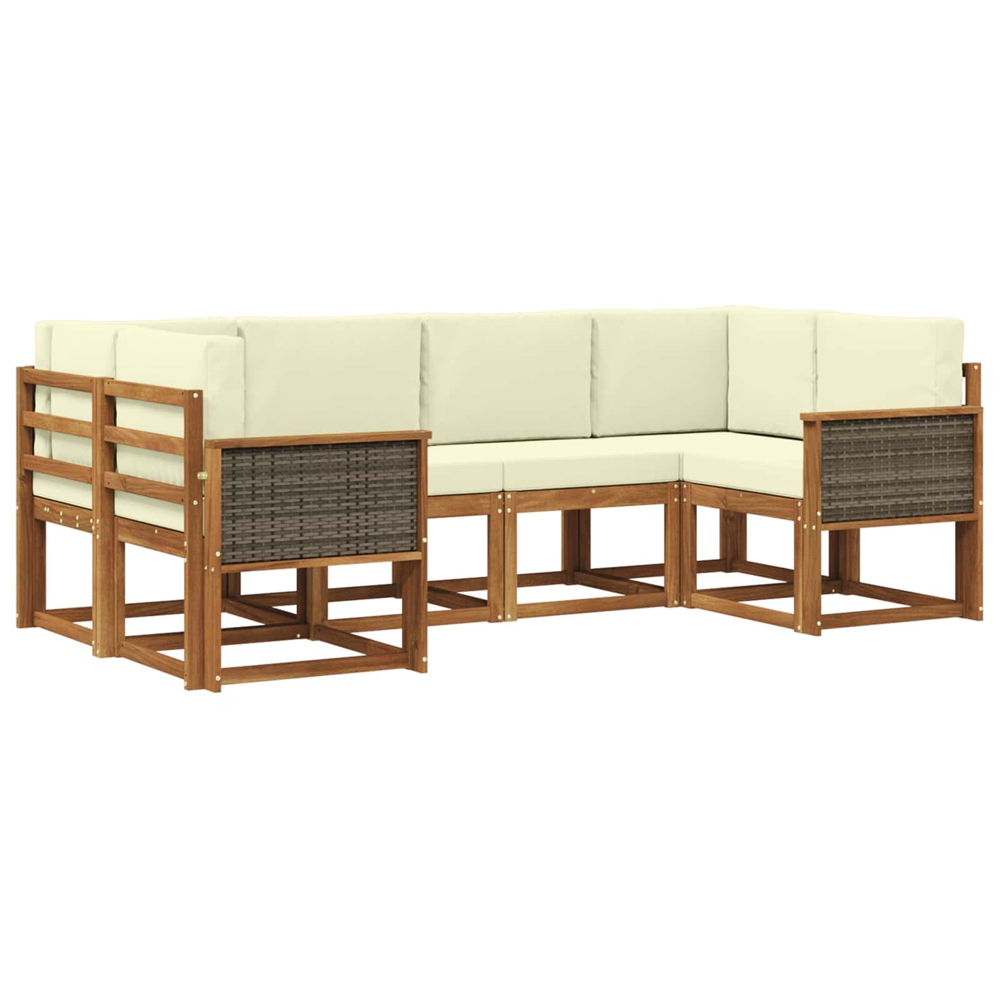 Buiten bankenset 6 pcs Natuurlijk en Crème Massief Acaciahout is nu te koop bij PeponiXL, paradijselijk wonen!