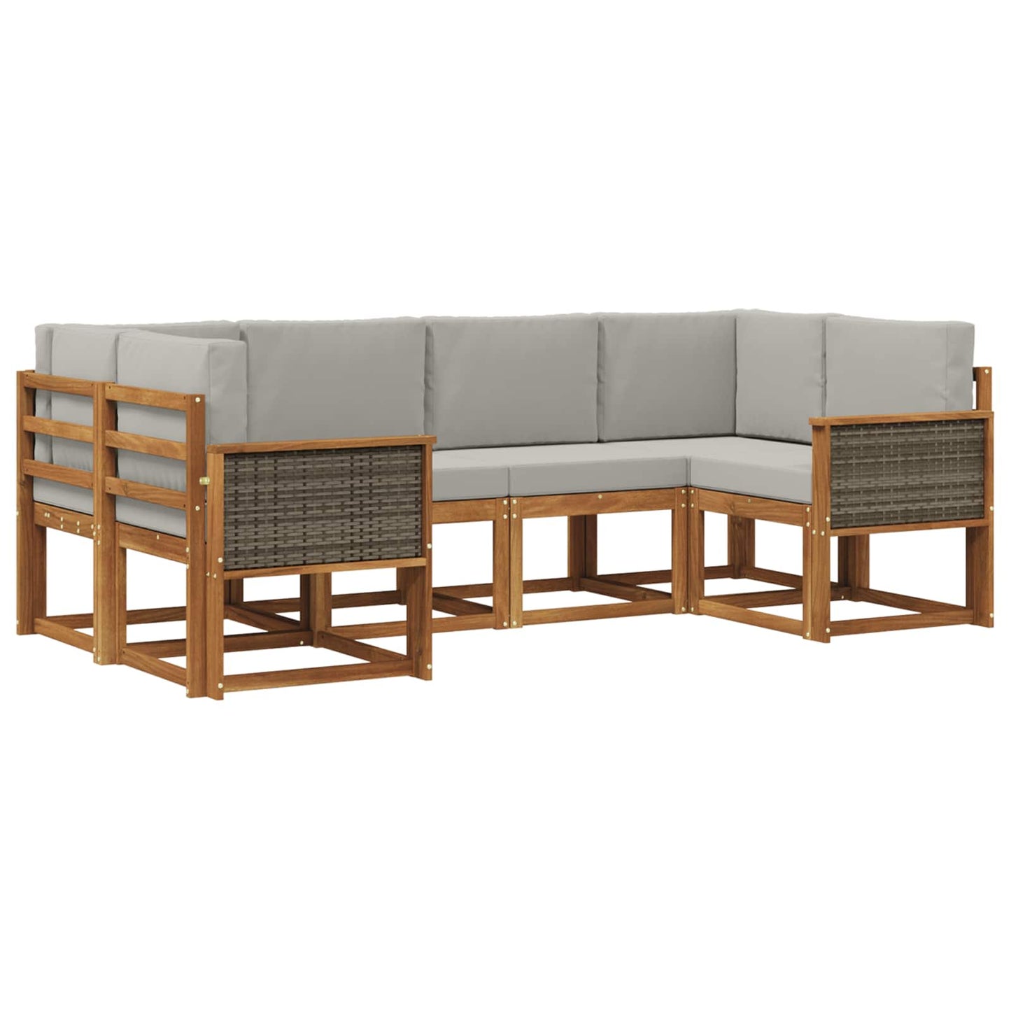 Buiten bankenset 6 pcs Naturel en lichtgrijs Massief Acaciahout is nu te koop bij PeponiXL, paradijselijk wonen!