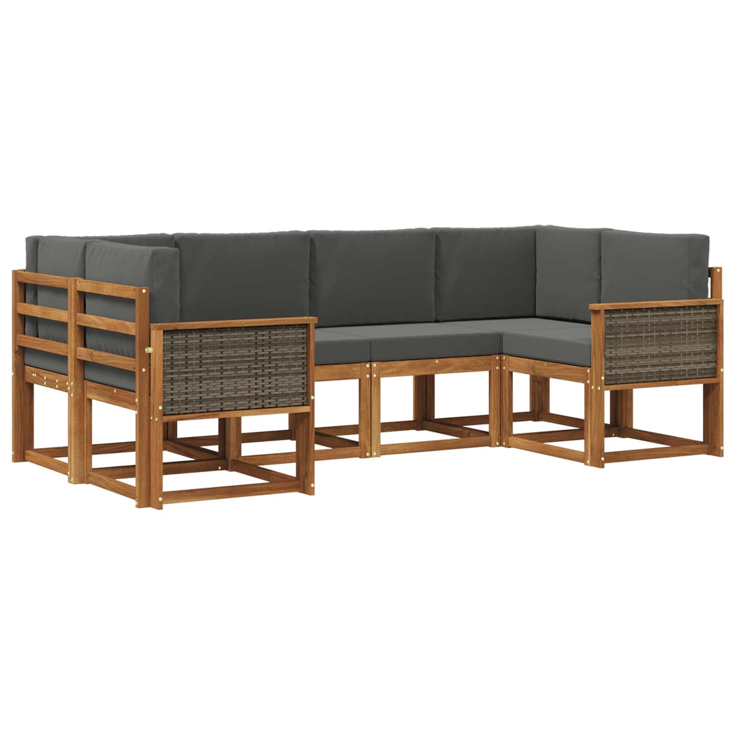 Buiten bankenset met kussen 6 pcs Natuurlijk en Antraciet is nu te koop bij PeponiXL, paradijselijk wonen!