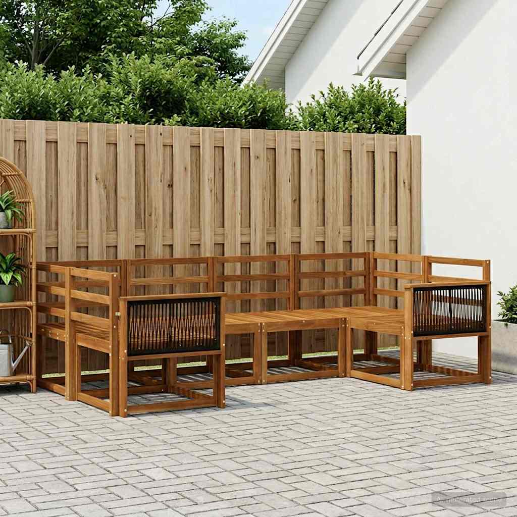 Buiten bankenset 6 pcs Naturel Massief Acaciahout is nu te koop bij PeponiXL, paradijselijk wonen!