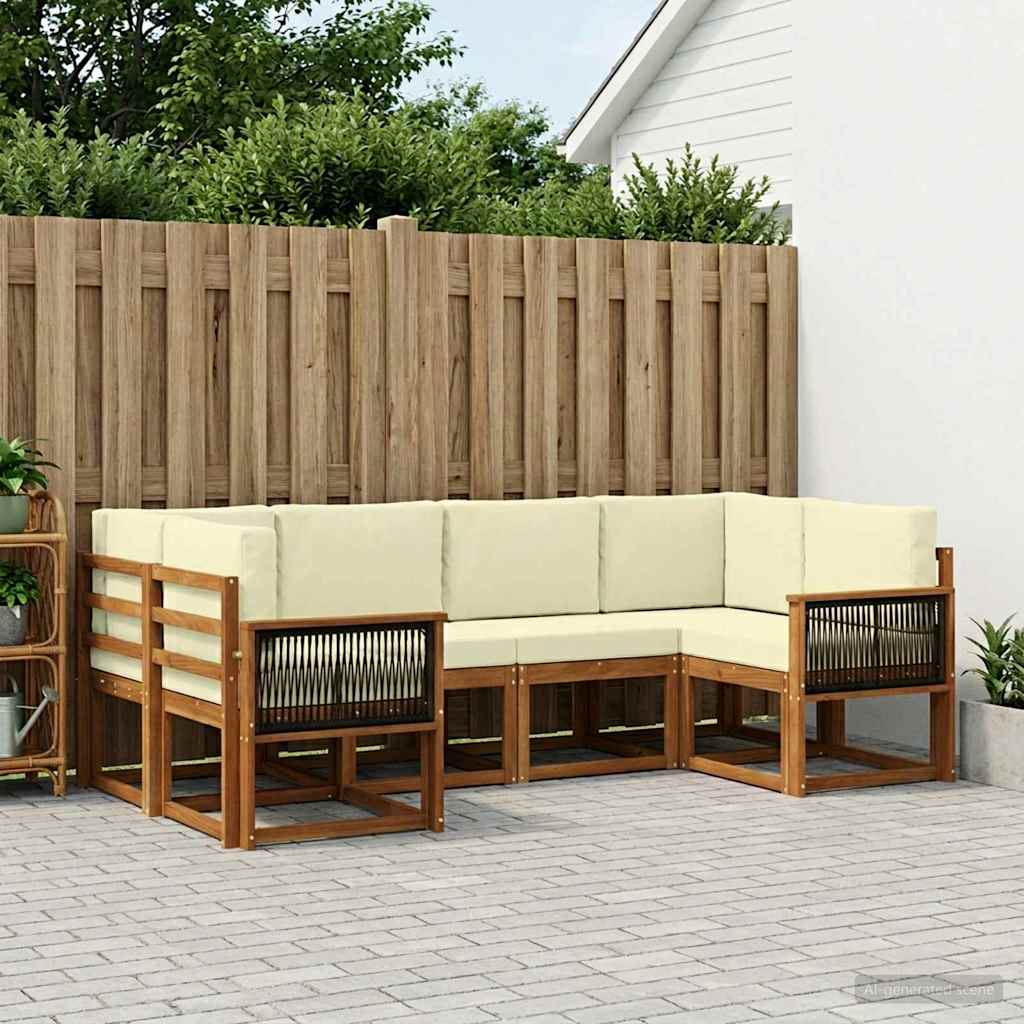 Buiten bankenset 6 pcs Natuurlijk en Crème Massief Acaciahout is nu te koop bij PeponiXL, paradijselijk wonen!