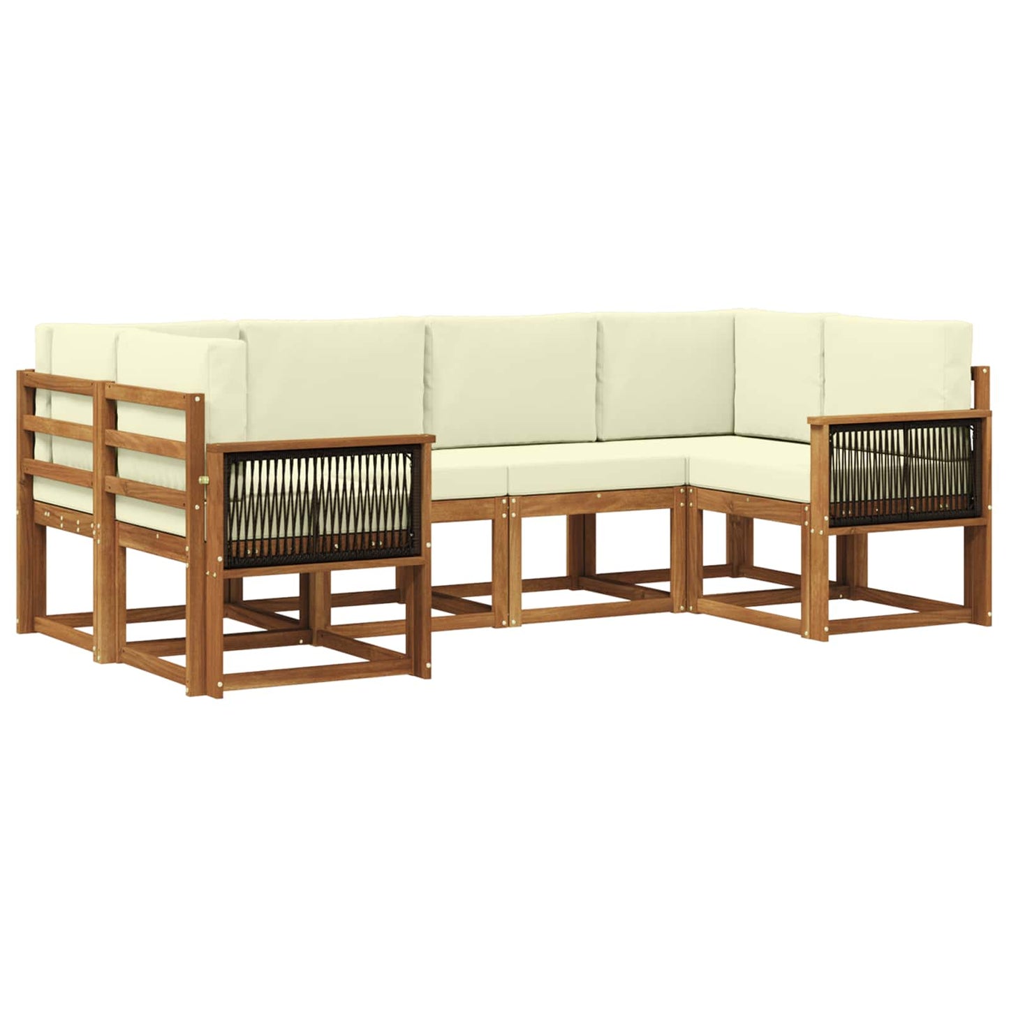 Buiten bankenset 6 pcs Natuurlijk en Crème Massief Acaciahout is nu te koop bij PeponiXL, paradijselijk wonen!