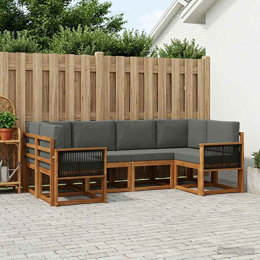 Buiten bankenset met kussen 6 pcs Natuurlijk en Antraciet is nu te koop bij PeponiXL, paradijselijk wonen!