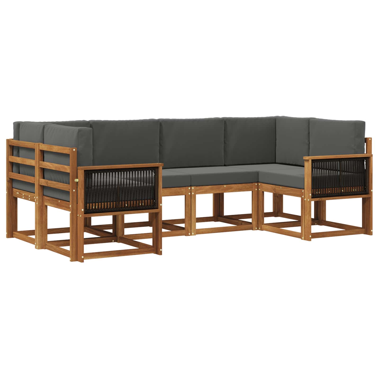 Buiten bankenset met kussen 6 pcs Natuurlijk en Antraciet is nu te koop bij PeponiXL, paradijselijk wonen!