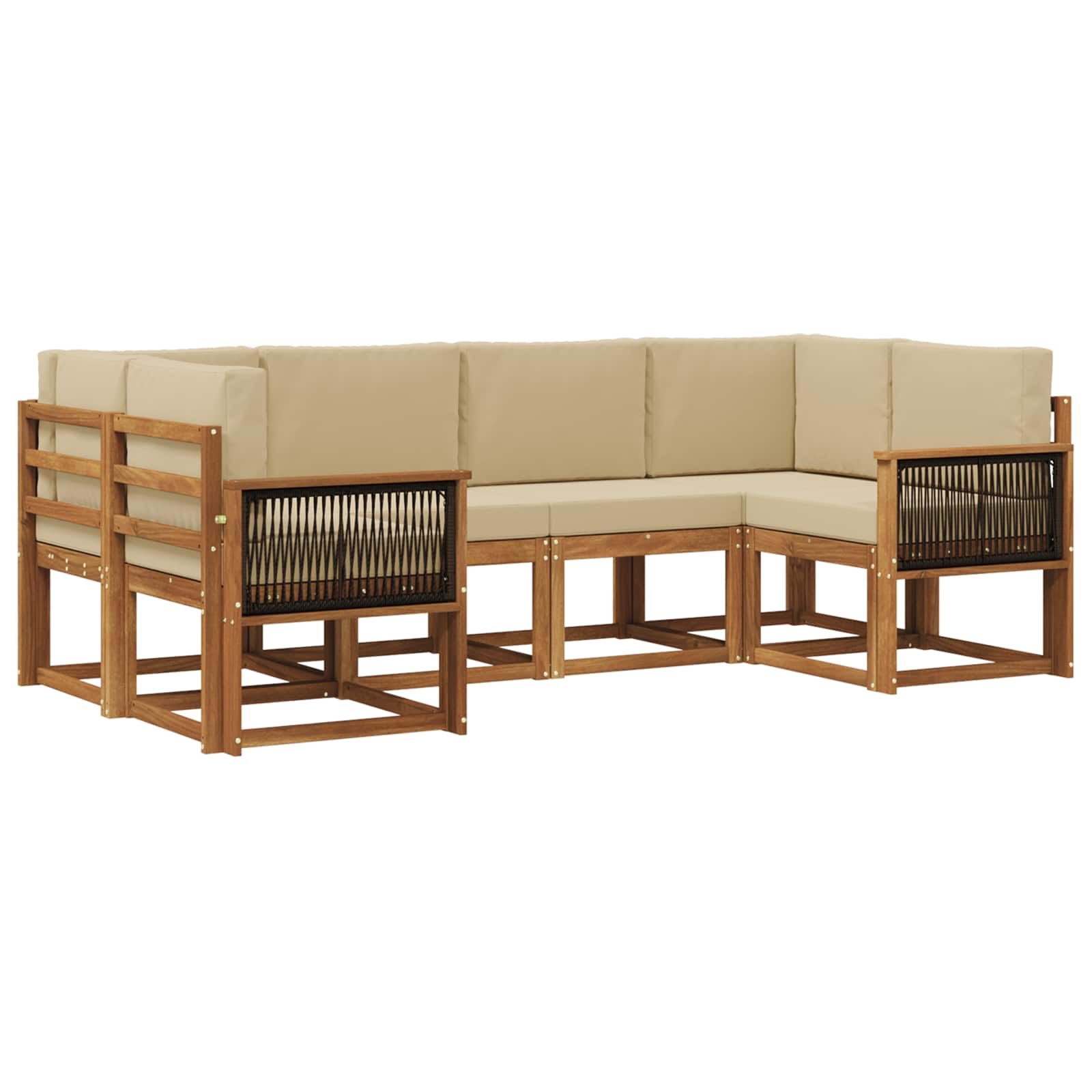 Buiten bankenset 6 pcs Natuurlijk en Beige Massief Acaciahout is nu te koop bij PeponiXL, paradijselijk wonen!
