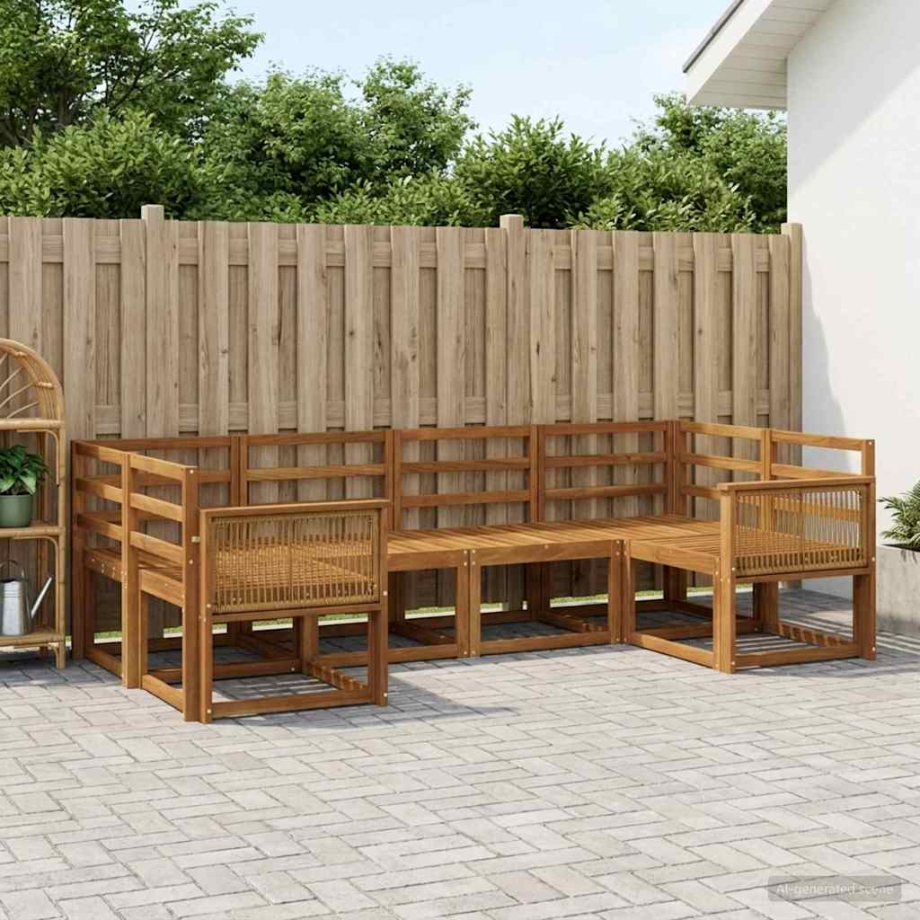 Buiten bankenset 6 pcs Naturel Massief Acaciahout is nu te koop bij PeponiXL, paradijselijk wonen!