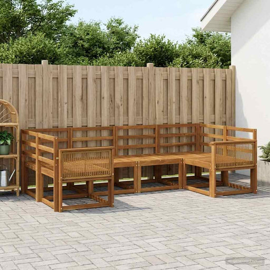 Buiten bankenset 6 pcs Naturel Massief Acaciahout is nu te koop bij PeponiXL, paradijselijk wonen!