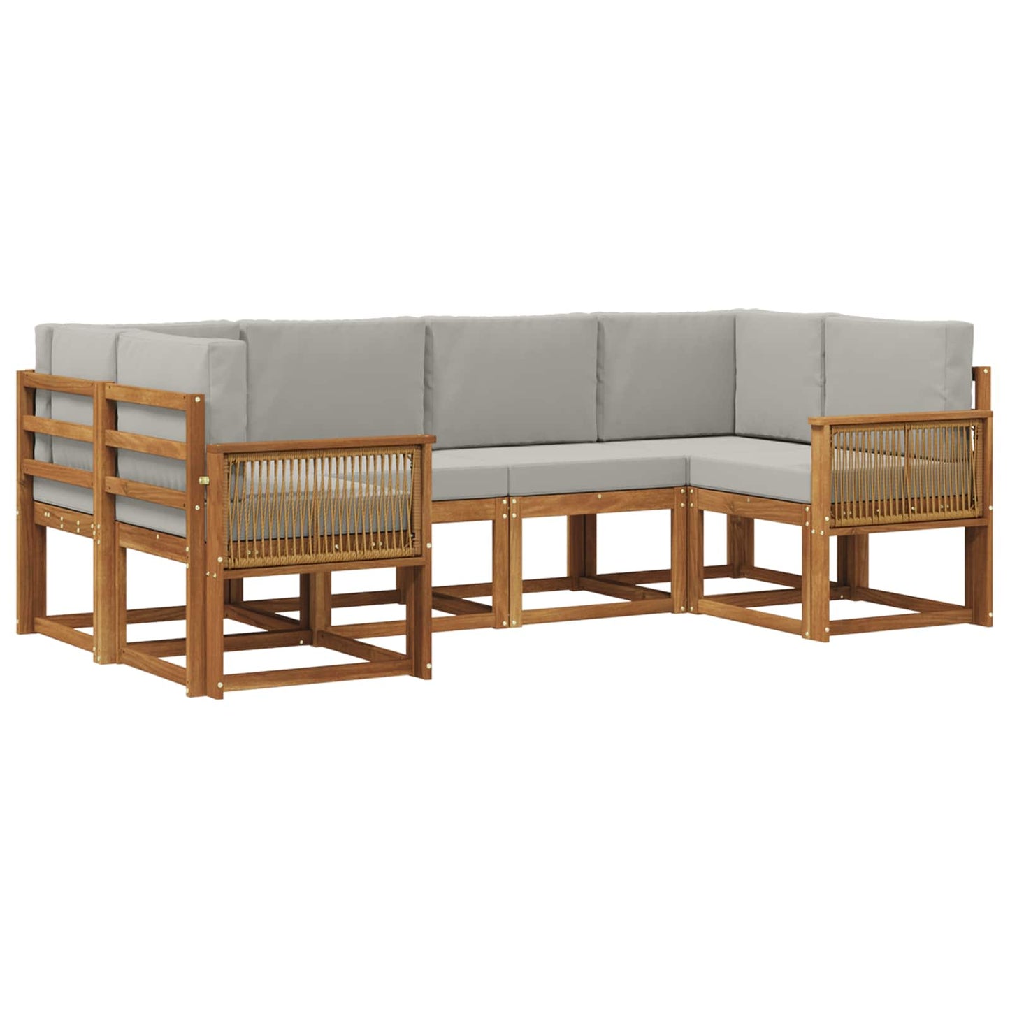 Buiten bankenset 6 pcs Naturel en lichtgrijs Massief Acaciahout is nu te koop bij PeponiXL, paradijselijk wonen!