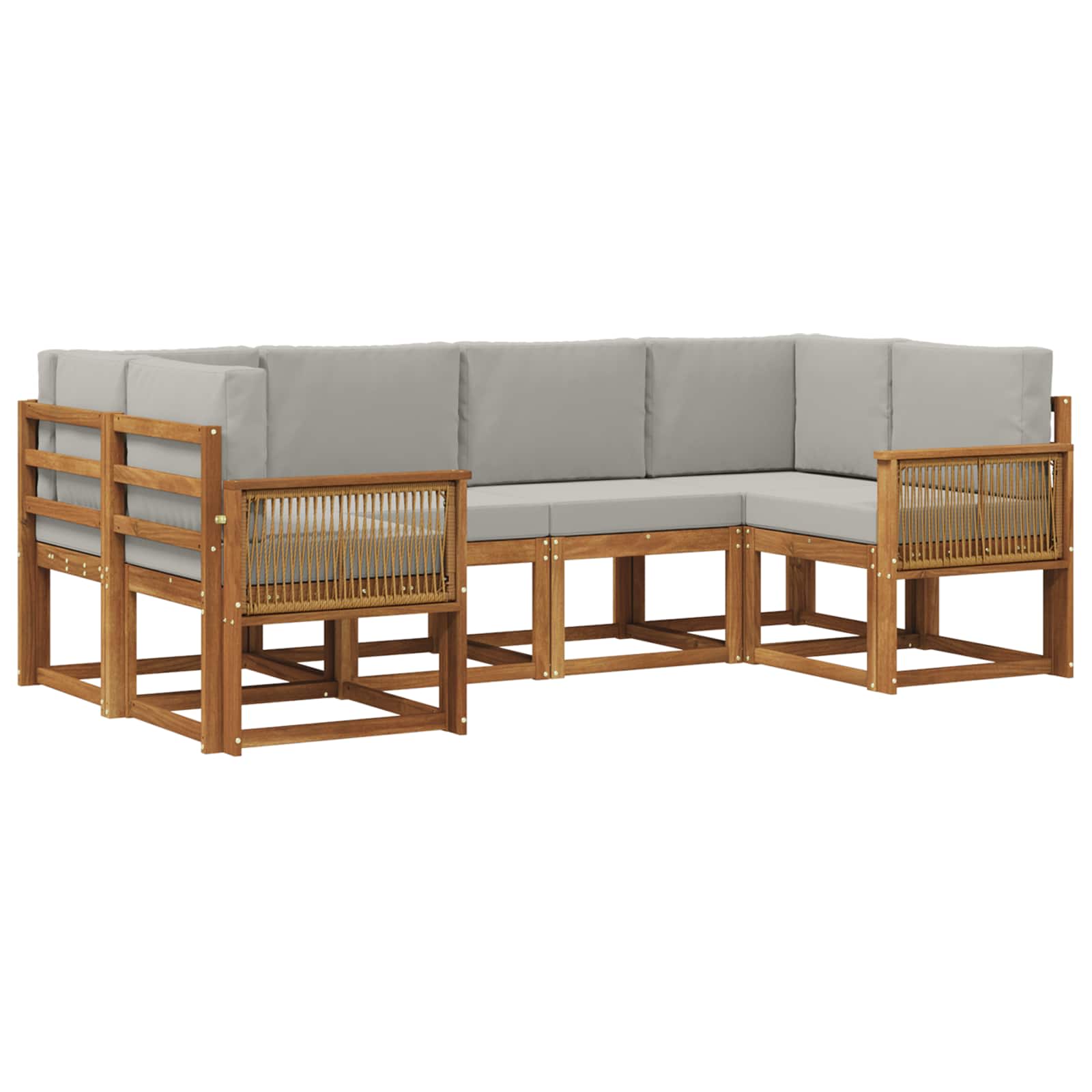 Buiten bankenset 6 pcs Naturel en lichtgrijs Massief Acaciahout is nu te koop bij PeponiXL, paradijselijk wonen!