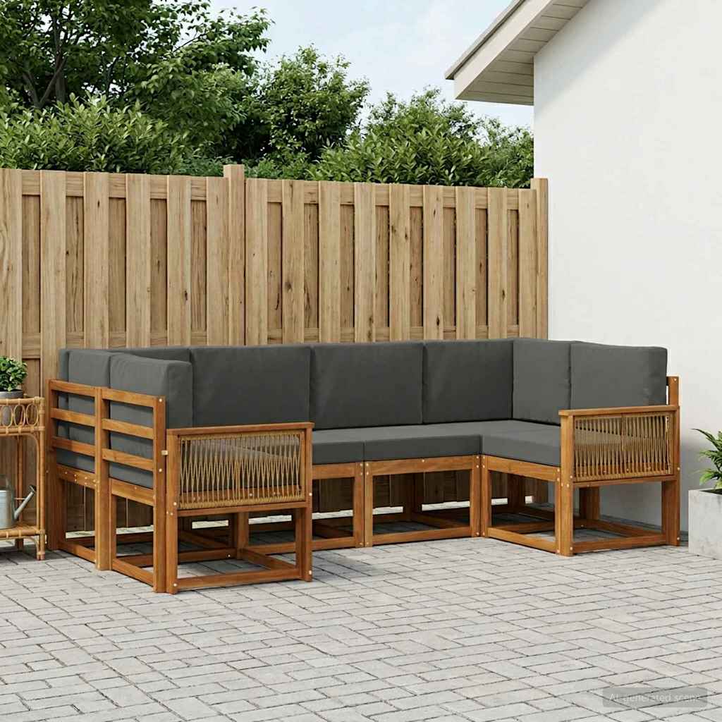 Buiten bankenset met kussen 6 pcs Natuurlijk en Antraciet is nu te koop bij PeponiXL, paradijselijk wonen!