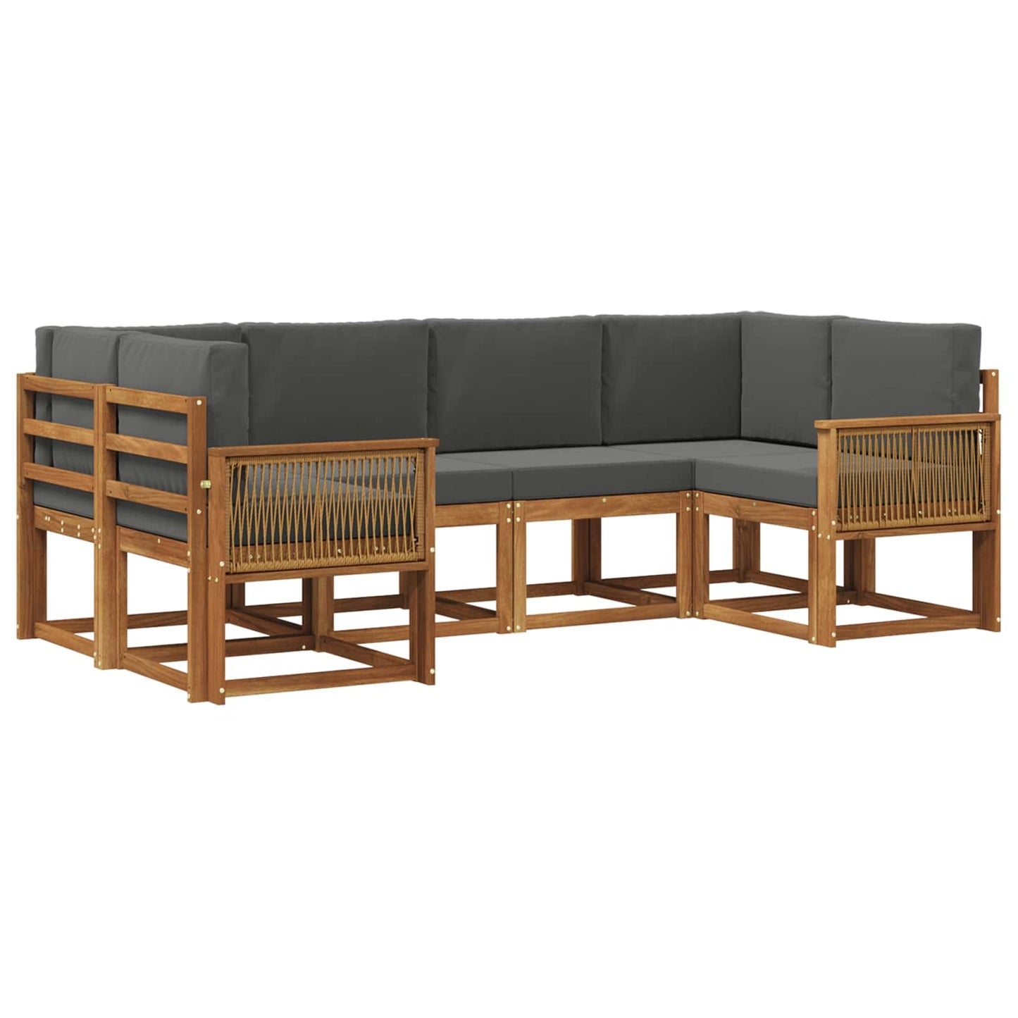 Buiten bankenset met kussen 6 pcs Natuurlijk en Antraciet is nu te koop bij PeponiXL, paradijselijk wonen!