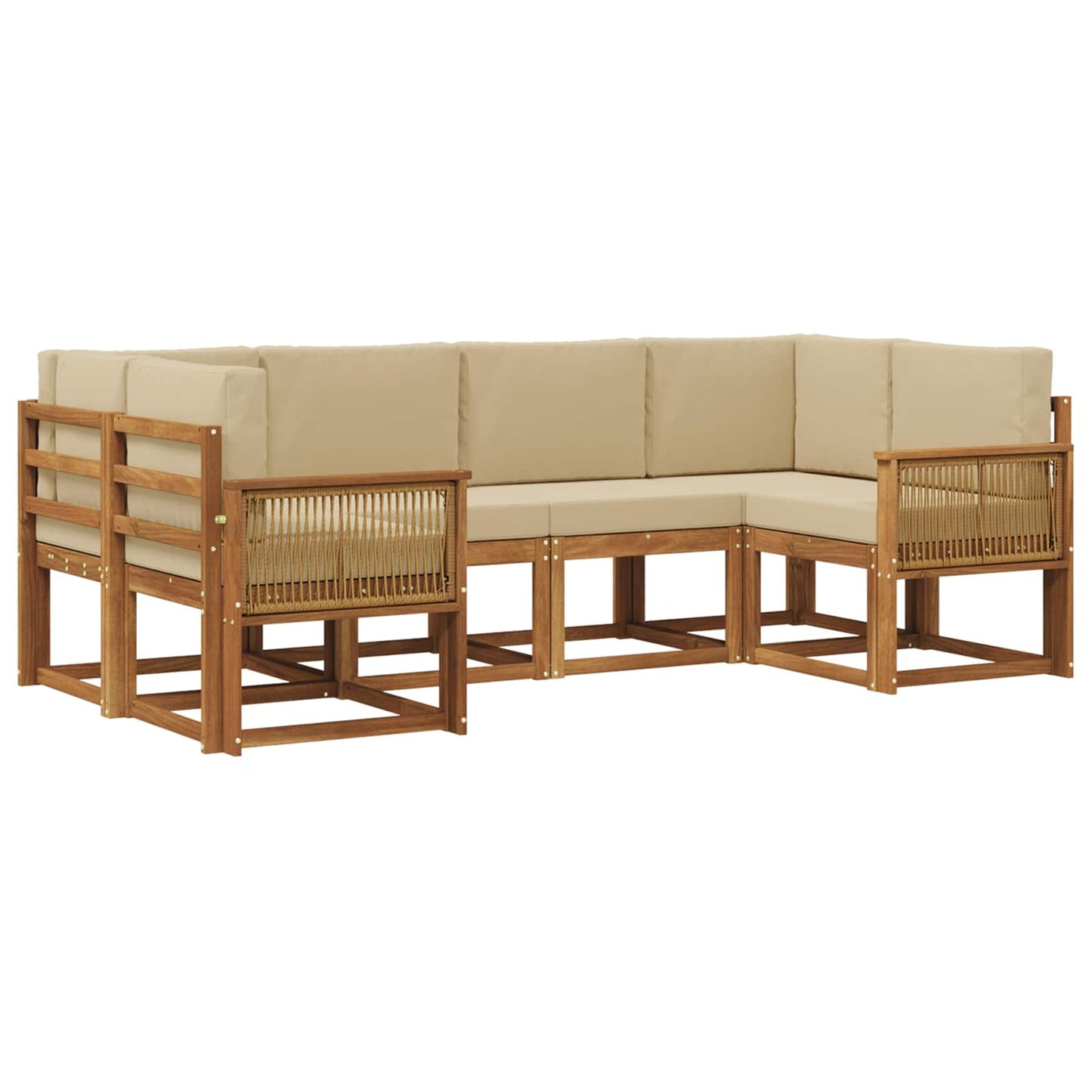 Buiten bankenset 6 pcs Natuurlijk en Beige Massief Acaciahout is nu te koop bij PeponiXL, paradijselijk wonen!