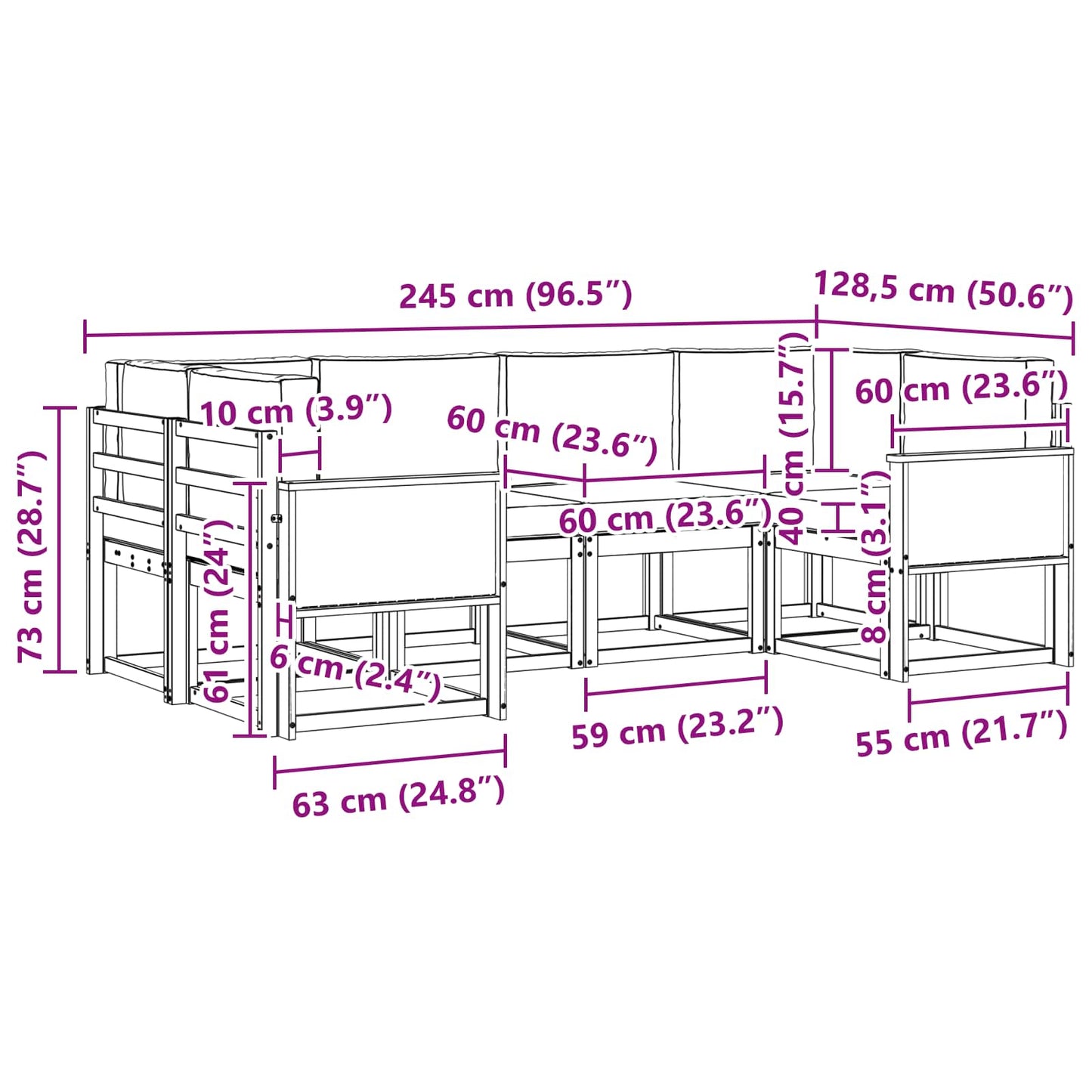 Buiten bankenset 6 pcs Natuurlijk en Beige Massief Acaciahout is nu te koop bij PeponiXL, paradijselijk wonen!