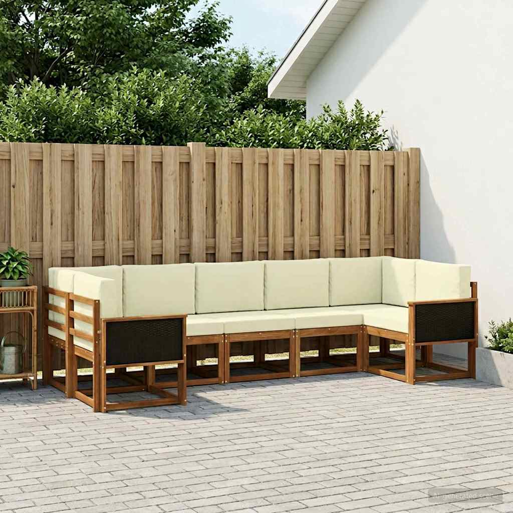 Buiten bankenset 7 pcs Natuurlijk en Crème Massief Acaciahout is nu te koop bij PeponiXL, paradijselijk wonen!