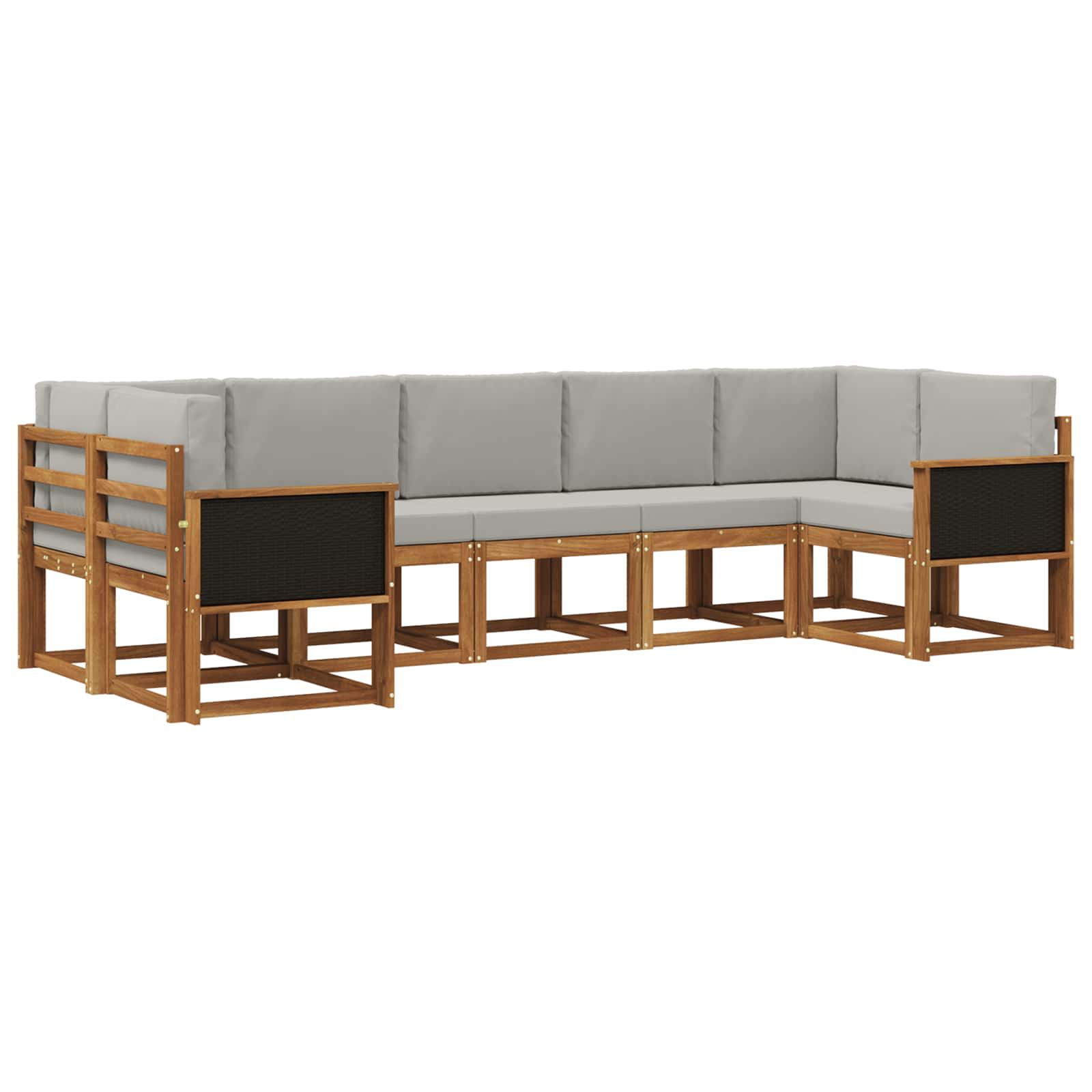 Buiten bankenset 7 pcs Naturel en lichtgrijs Massief Acaciahout is nu te koop bij PeponiXL, paradijselijk wonen!