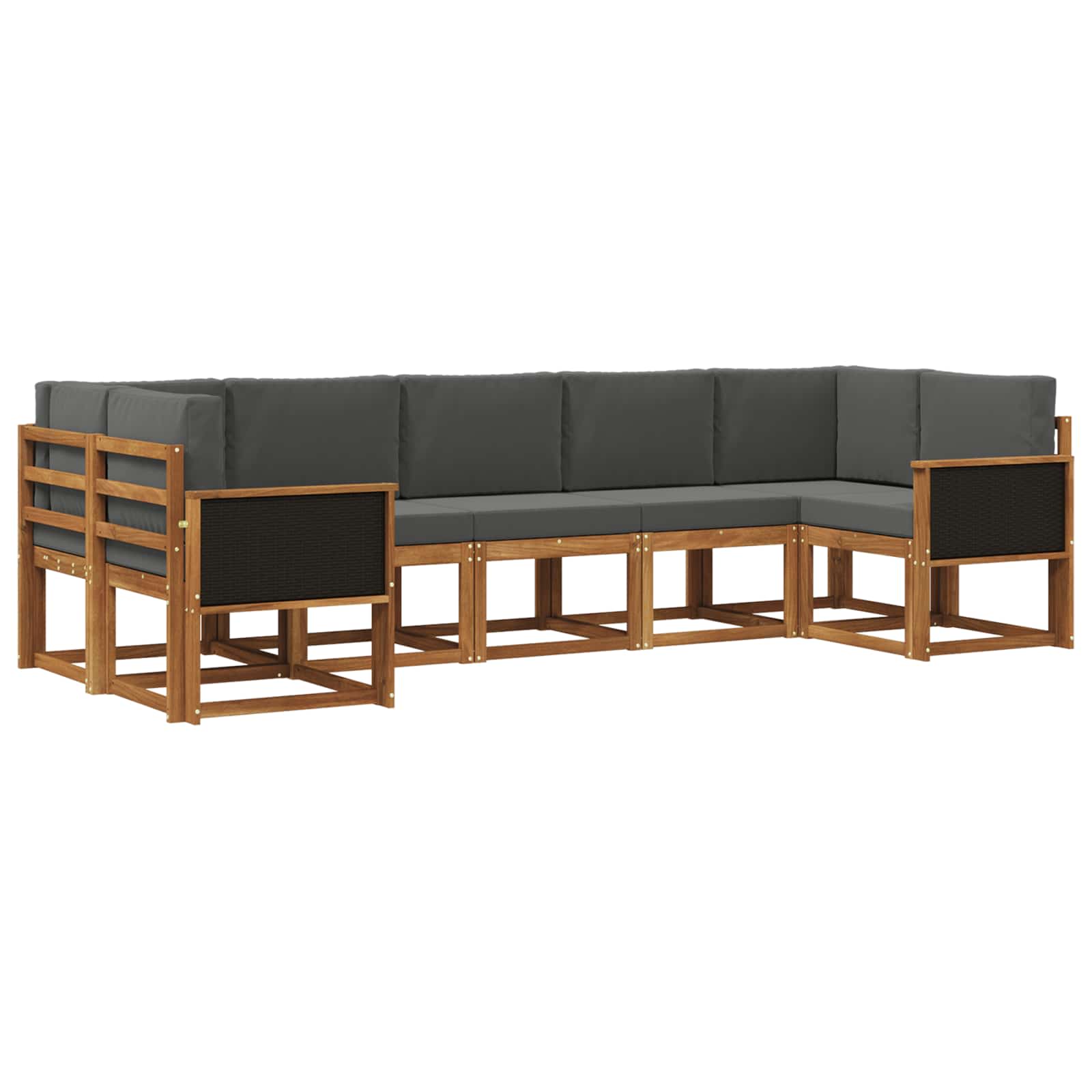 Buiten bankenset met kussen 7 pcs Natuurlijk en Antraciet is nu te koop bij PeponiXL, paradijselijk wonen!