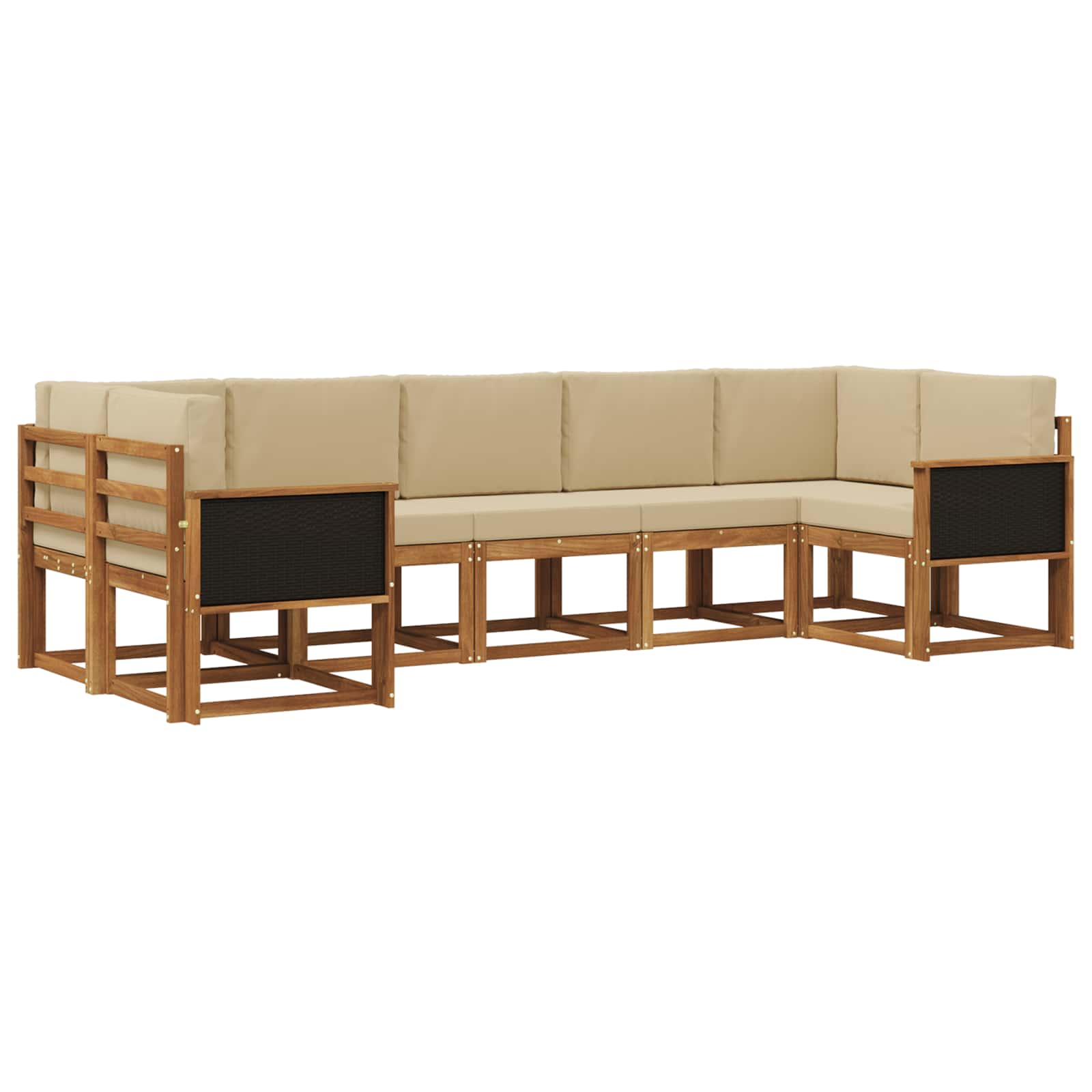 Buiten bankenset 7 pcs Natuurlijk en Beige Massief Acaciahout is nu te koop bij PeponiXL, paradijselijk wonen!
