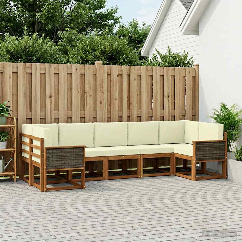 Buiten bankenset 7 pcs Natuurlijk en Crème Massief Acaciahout is nu te koop bij PeponiXL, paradijselijk wonen!