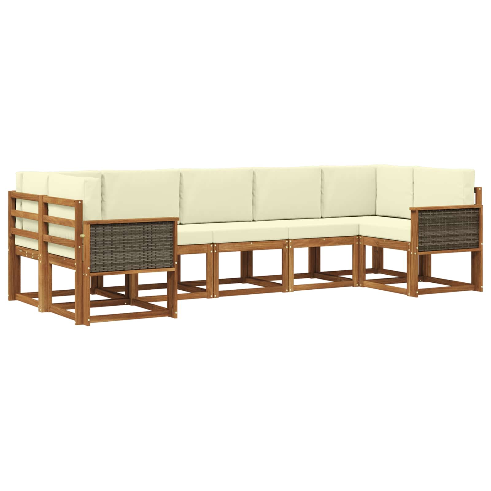Buiten bankenset 7 pcs Natuurlijk en Crème Massief Acaciahout is nu te koop bij PeponiXL, paradijselijk wonen!