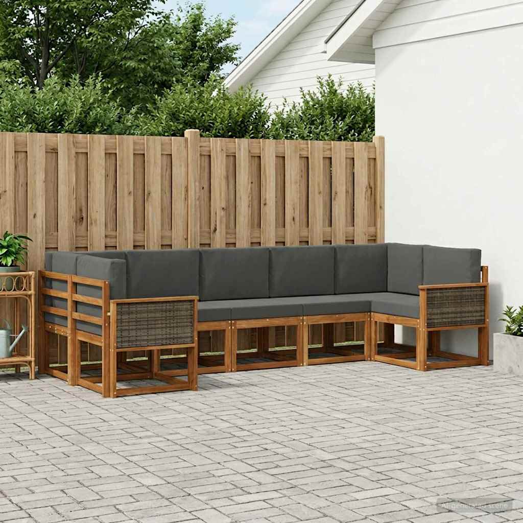 Buiten bankenset met kussen 7 pcs Natuurlijk en Antraciet is nu te koop bij PeponiXL, paradijselijk wonen!