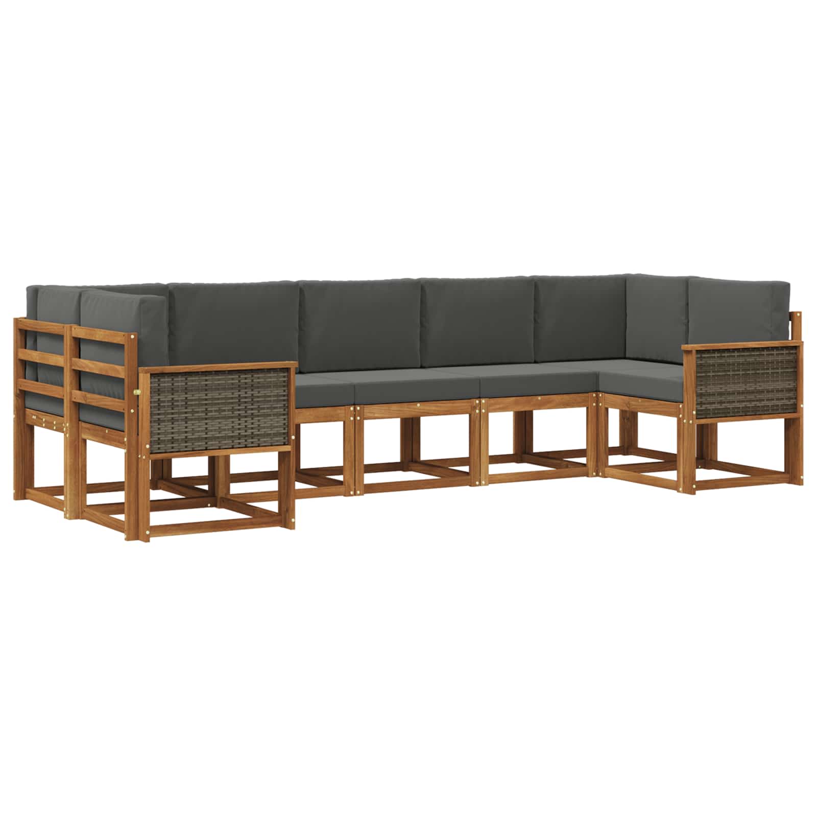 Buiten bankenset met kussen 7 pcs Natuurlijk en Antraciet is nu te koop bij PeponiXL, paradijselijk wonen!