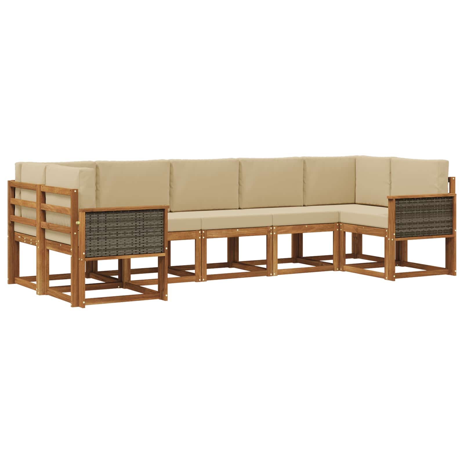 Buiten bankenset 7 pcs Natuurlijk en Beige Massief Acaciahout is nu te koop bij PeponiXL, paradijselijk wonen!