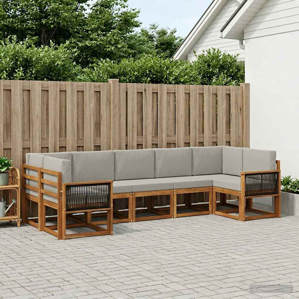 Buiten bankenset 7 pcs Naturel en lichtgrijs Massief Acaciahout is nu te koop bij PeponiXL, paradijselijk wonen!