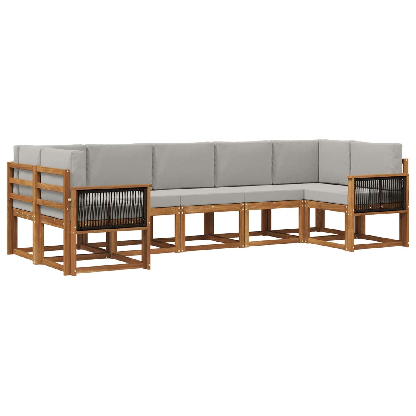 Buiten bankenset 7 pcs Naturel en lichtgrijs Massief Acaciahout is nu te koop bij PeponiXL, paradijselijk wonen!