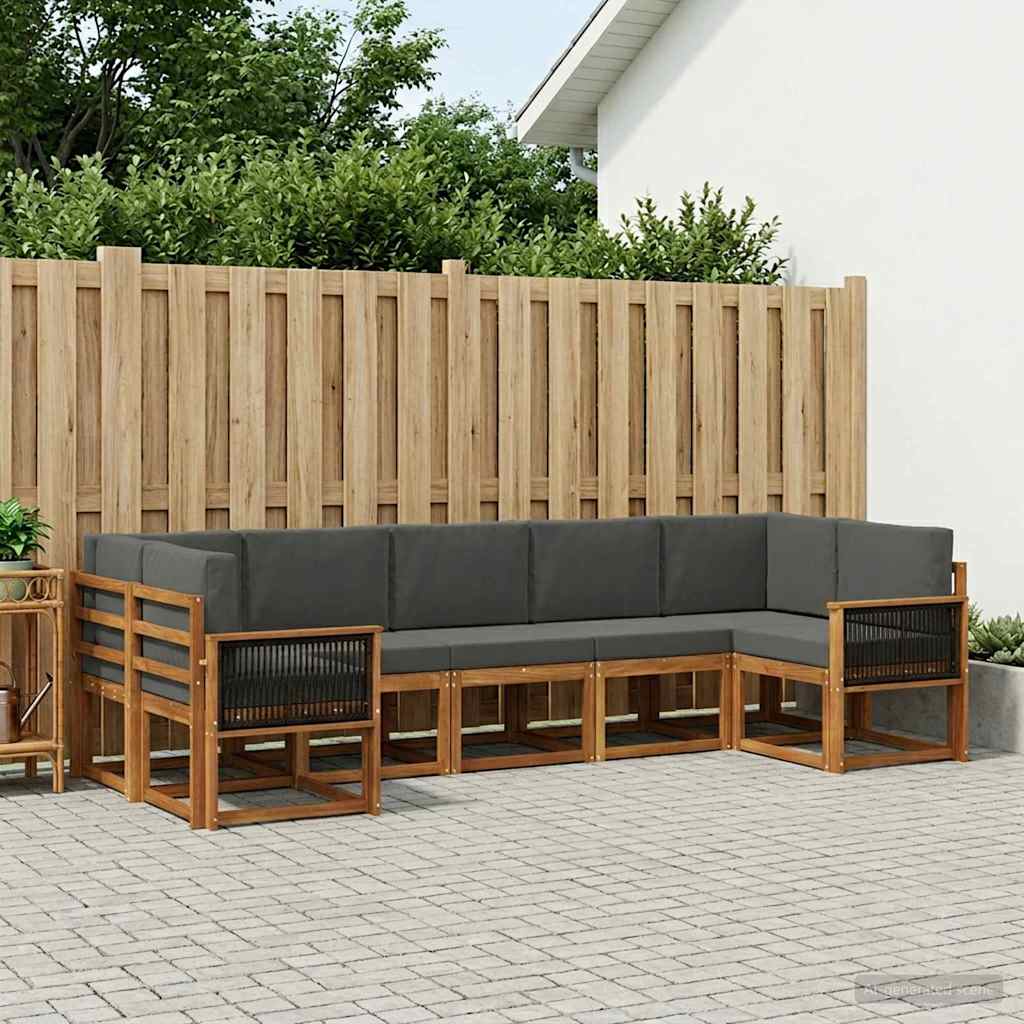 Buiten bankenset met kussen 7 pcs Natuurlijk en Antraciet is nu te koop bij PeponiXL, paradijselijk wonen!