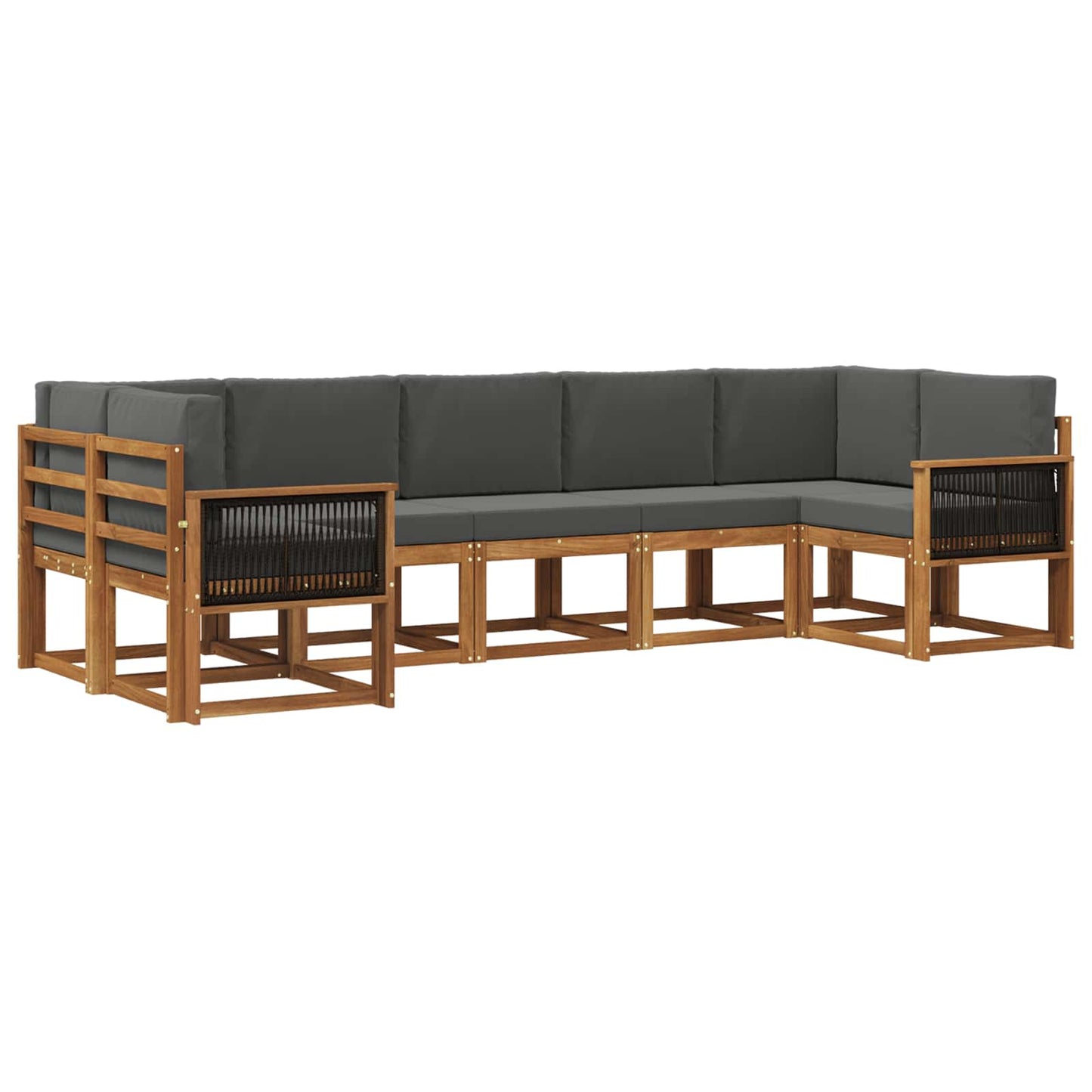 Buiten bankenset met kussen 7 pcs Natuurlijk en Antraciet is nu te koop bij PeponiXL, paradijselijk wonen!