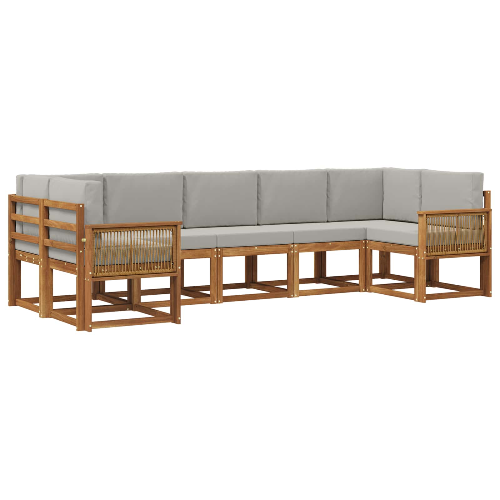 Buiten bankenset 7 pcs Naturel en lichtgrijs Massief Acaciahout is nu te koop bij PeponiXL, paradijselijk wonen!