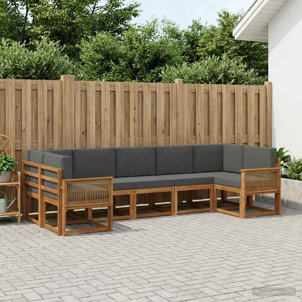 Buiten bankenset met kussen 7 pcs Natuurlijk en Antraciet is nu te koop bij PeponiXL, paradijselijk wonen!