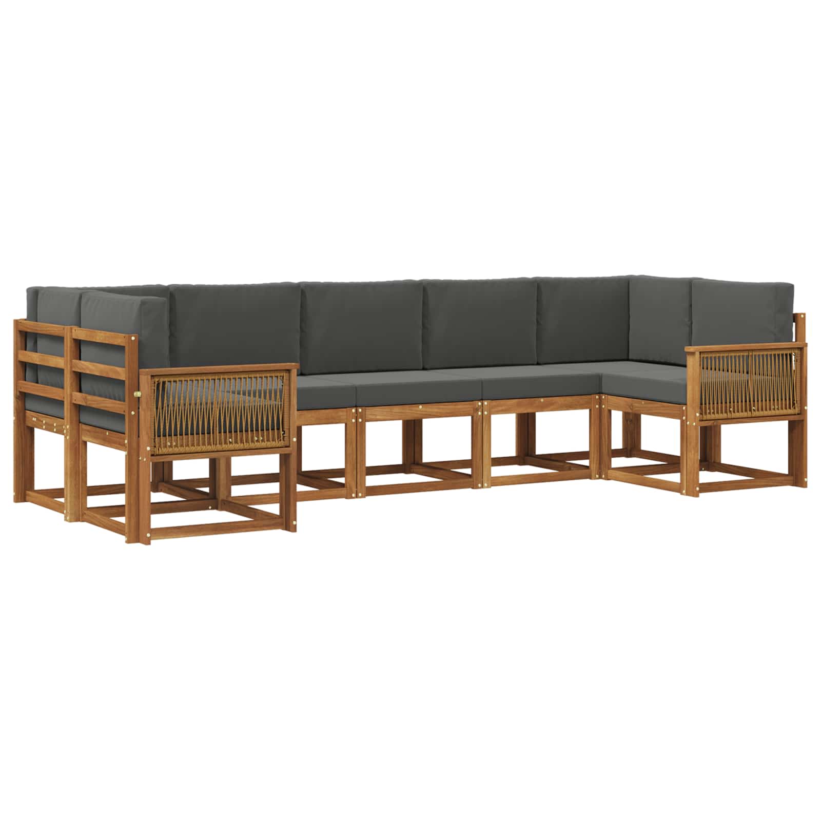 Buiten bankenset met kussen 7 pcs Natuurlijk en Antraciet is nu te koop bij PeponiXL, paradijselijk wonen!