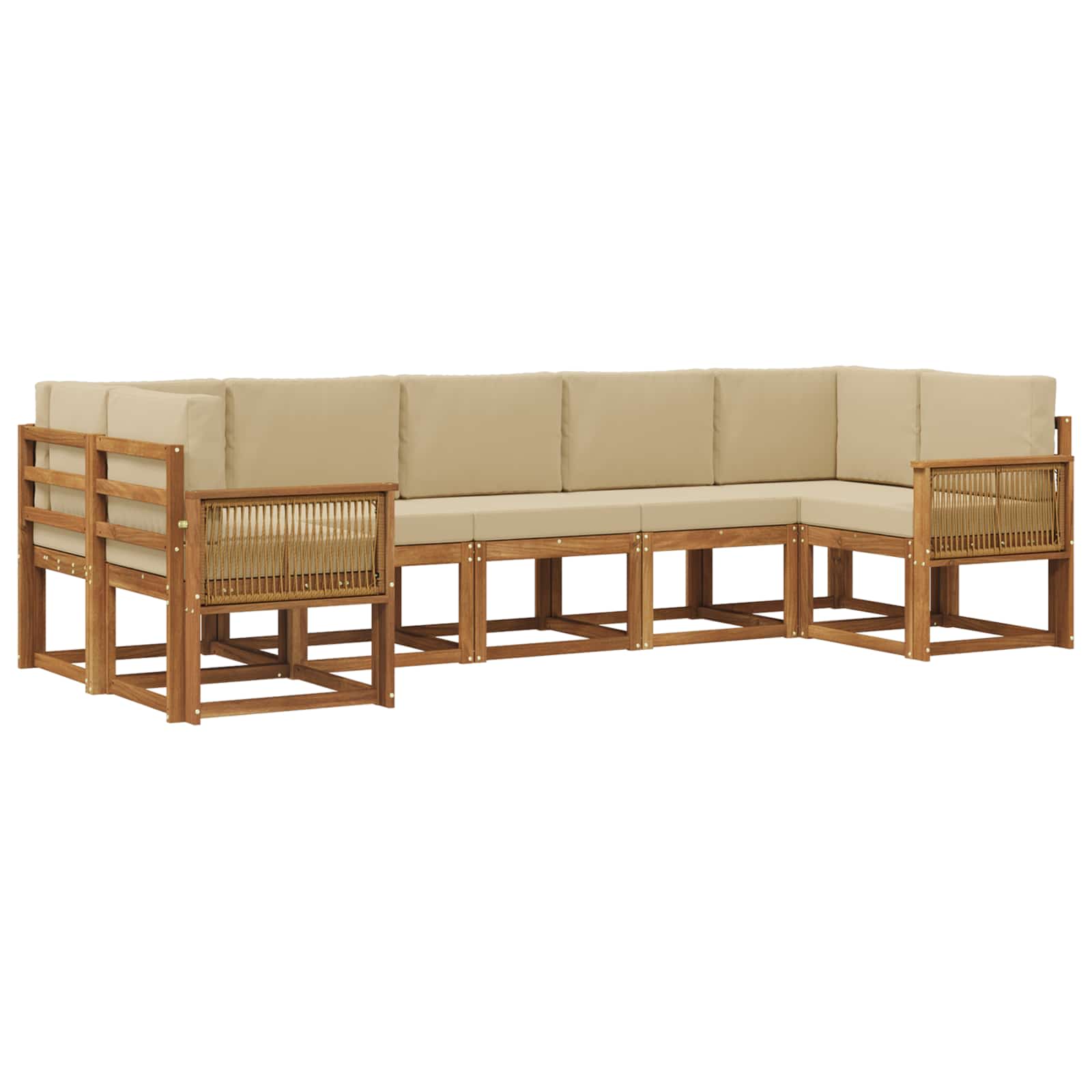 Buiten bankenset 7 pcs Natuurlijk en Beige Massief Acaciahout is nu te koop bij PeponiXL, paradijselijk wonen!