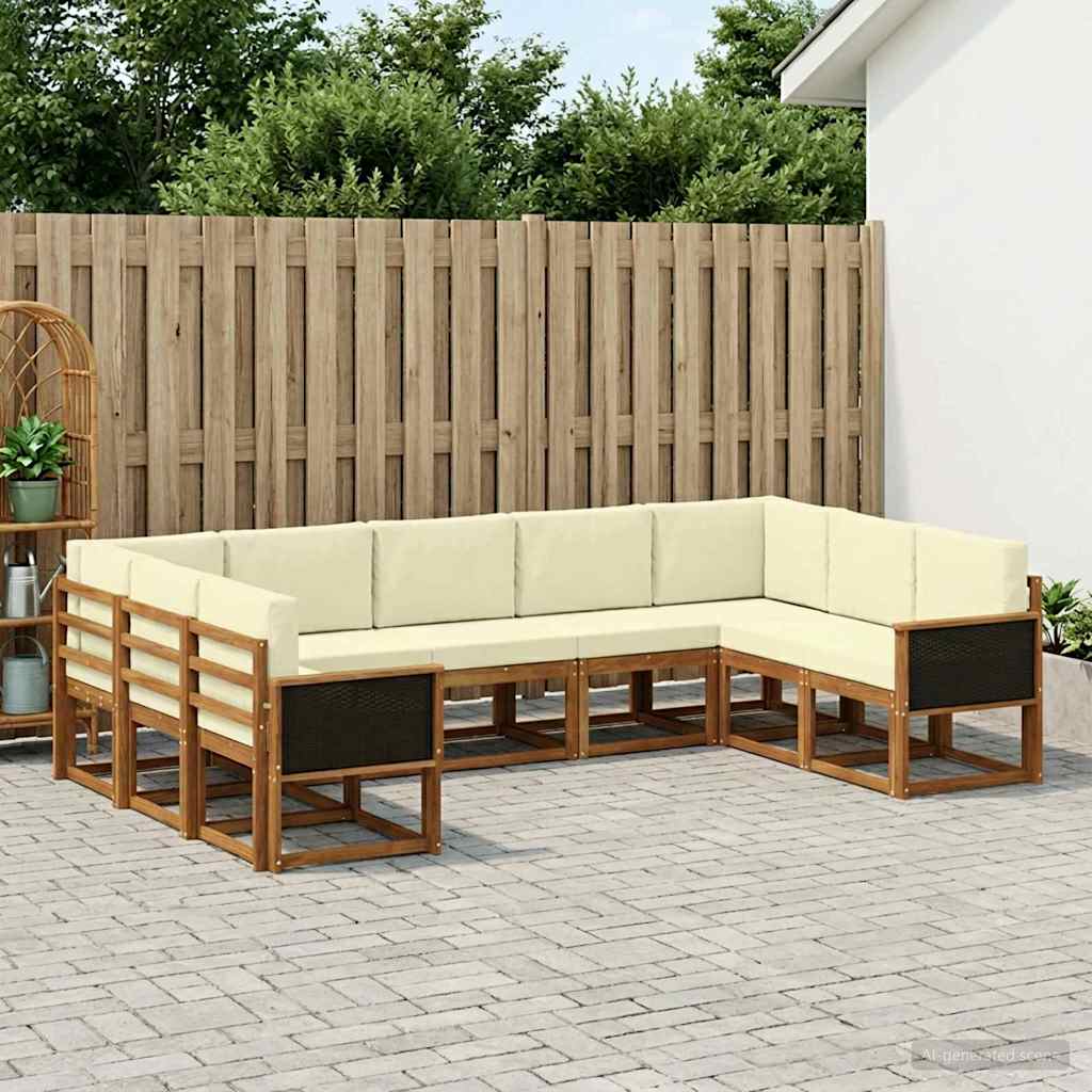 Buiten bankenset 9 pcs Natuurlijk en Crème Massief Acaciahout is nu te koop bij PeponiXL, paradijselijk wonen!
