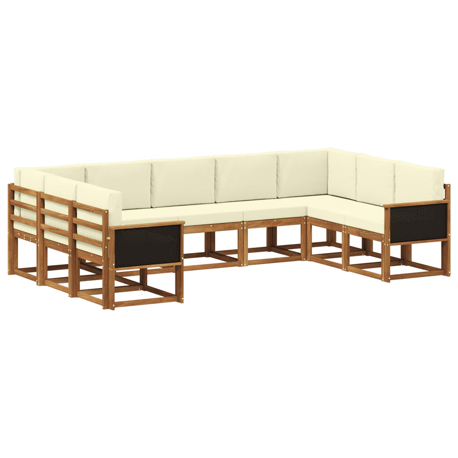 Buiten bankenset 9 pcs Natuurlijk en Crème Massief Acaciahout is nu te koop bij PeponiXL, paradijselijk wonen!