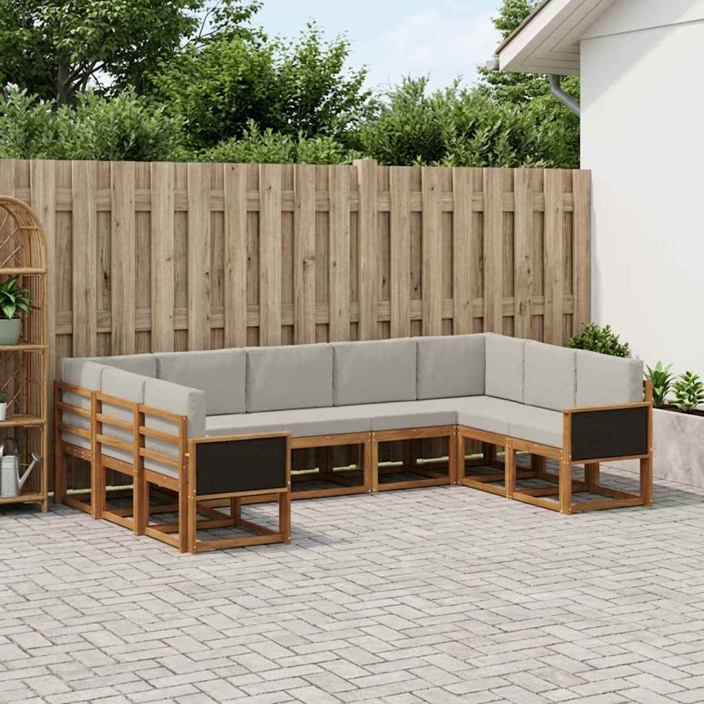 Buiten bankenset 9 pcs Naturel en lichtgrijs Massief Acaciahout is nu te koop bij PeponiXL, paradijselijk wonen!