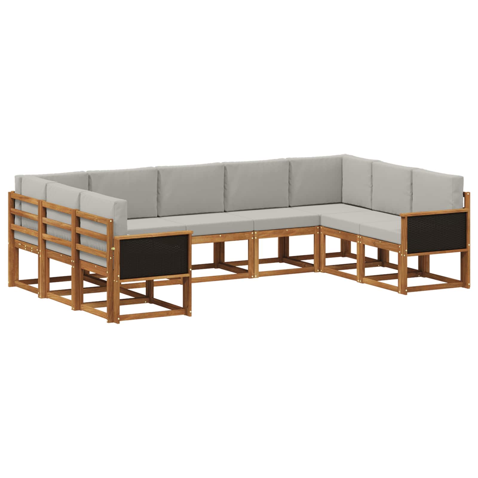 Buiten bankenset 9 pcs Naturel en lichtgrijs Massief Acaciahout is nu te koop bij PeponiXL, paradijselijk wonen!