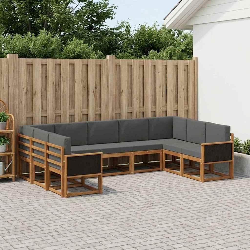 Buiten bankenset met kussen 9 pcs Natuurlijk en Antraciet is nu te koop bij PeponiXL, paradijselijk wonen!