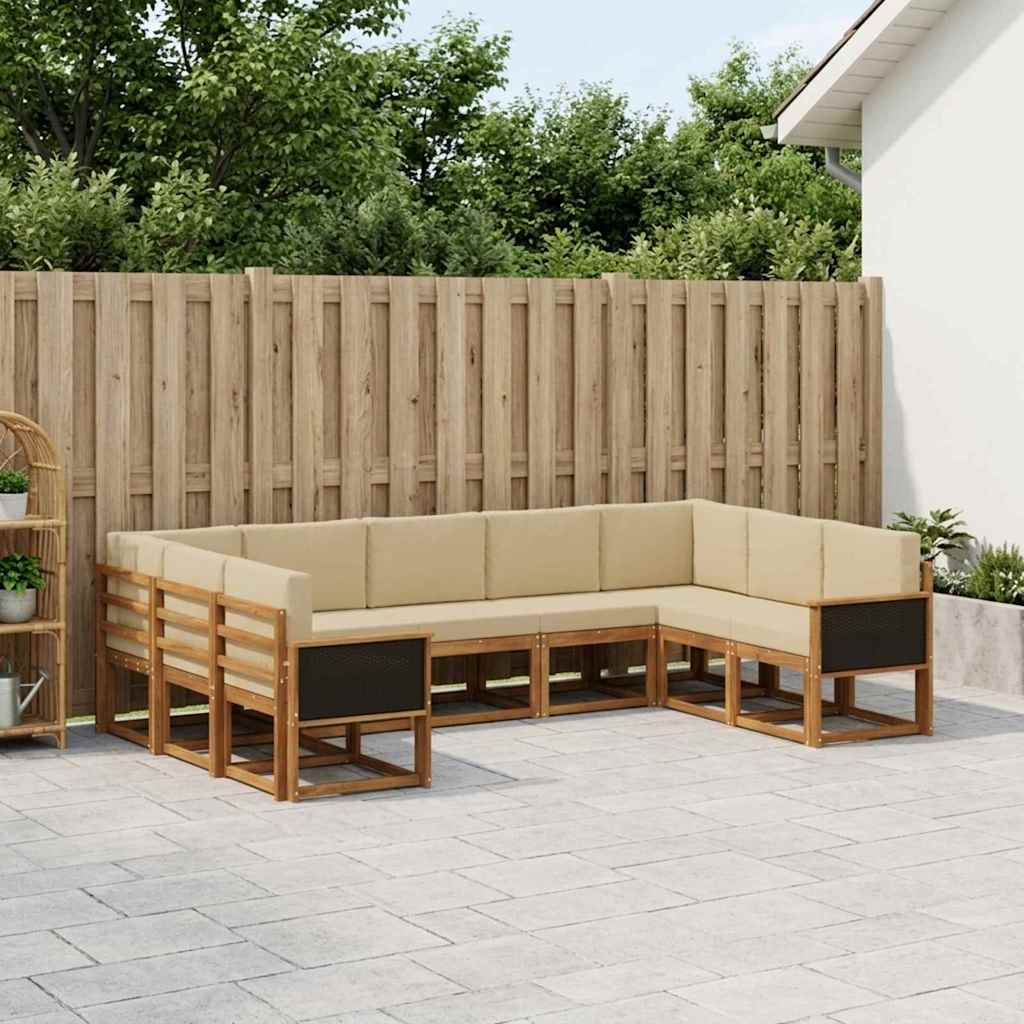 Buiten bankenset 9 pcs Natuurlijk en Beige Massief Acaciahout is nu te koop bij PeponiXL, paradijselijk wonen!
