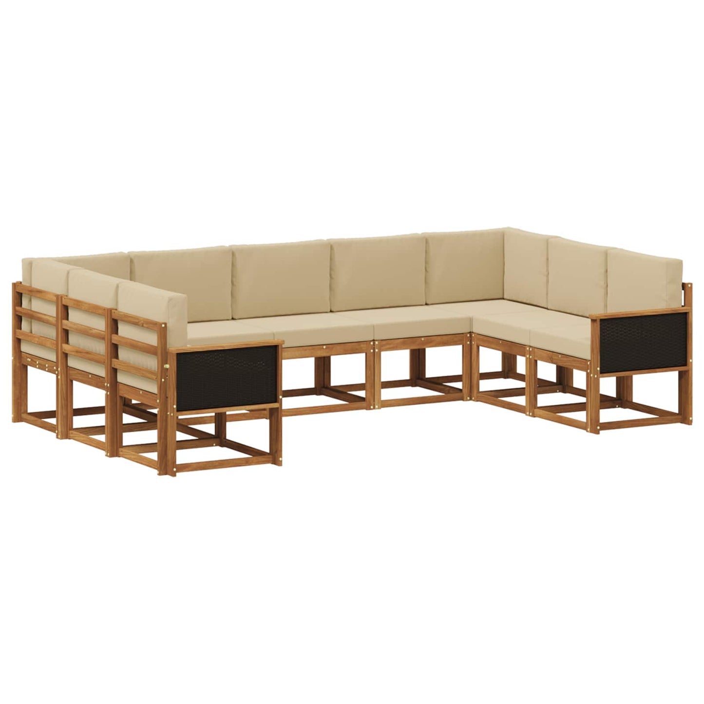 Buiten bankenset 9 pcs Natuurlijk en Beige Massief Acaciahout is nu te koop bij PeponiXL, paradijselijk wonen!