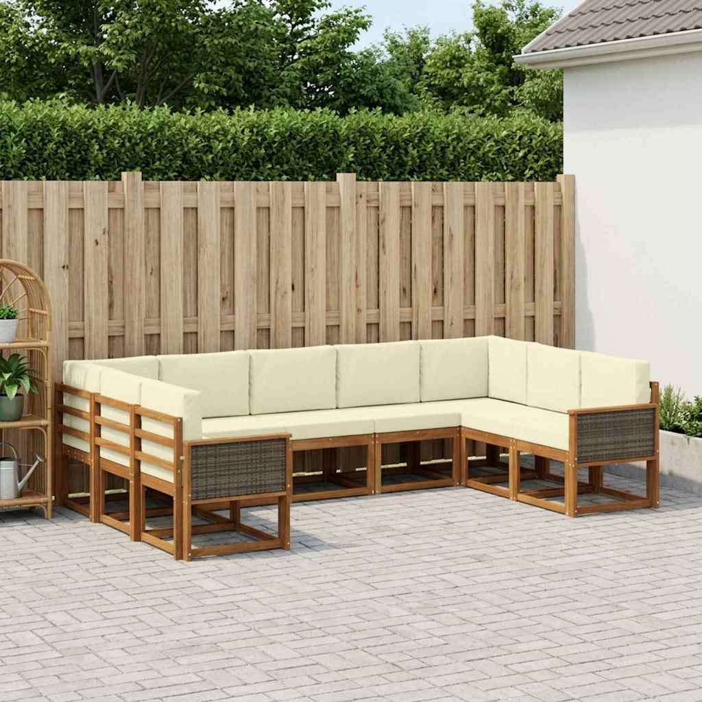 Buiten bankenset 9 pcs Natuurlijk en Crème Massief Acaciahout is nu te koop bij PeponiXL, paradijselijk wonen!