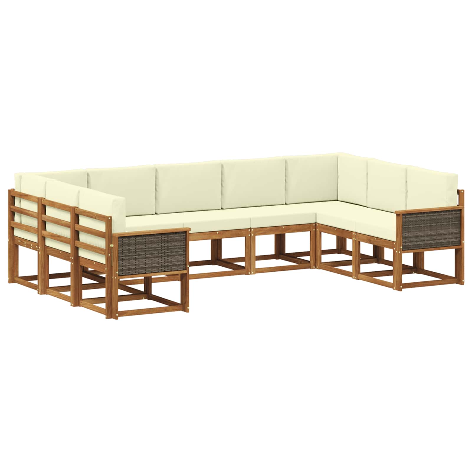 Buiten bankenset 9 pcs Natuurlijk en Crème Massief Acaciahout is nu te koop bij PeponiXL, paradijselijk wonen!