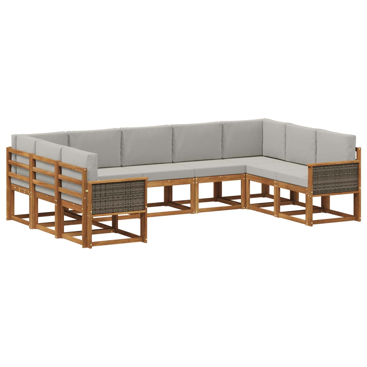 Buiten bankenset 9 pcs Naturel en lichtgrijs Massief Acaciahout is nu te koop bij PeponiXL, paradijselijk wonen!