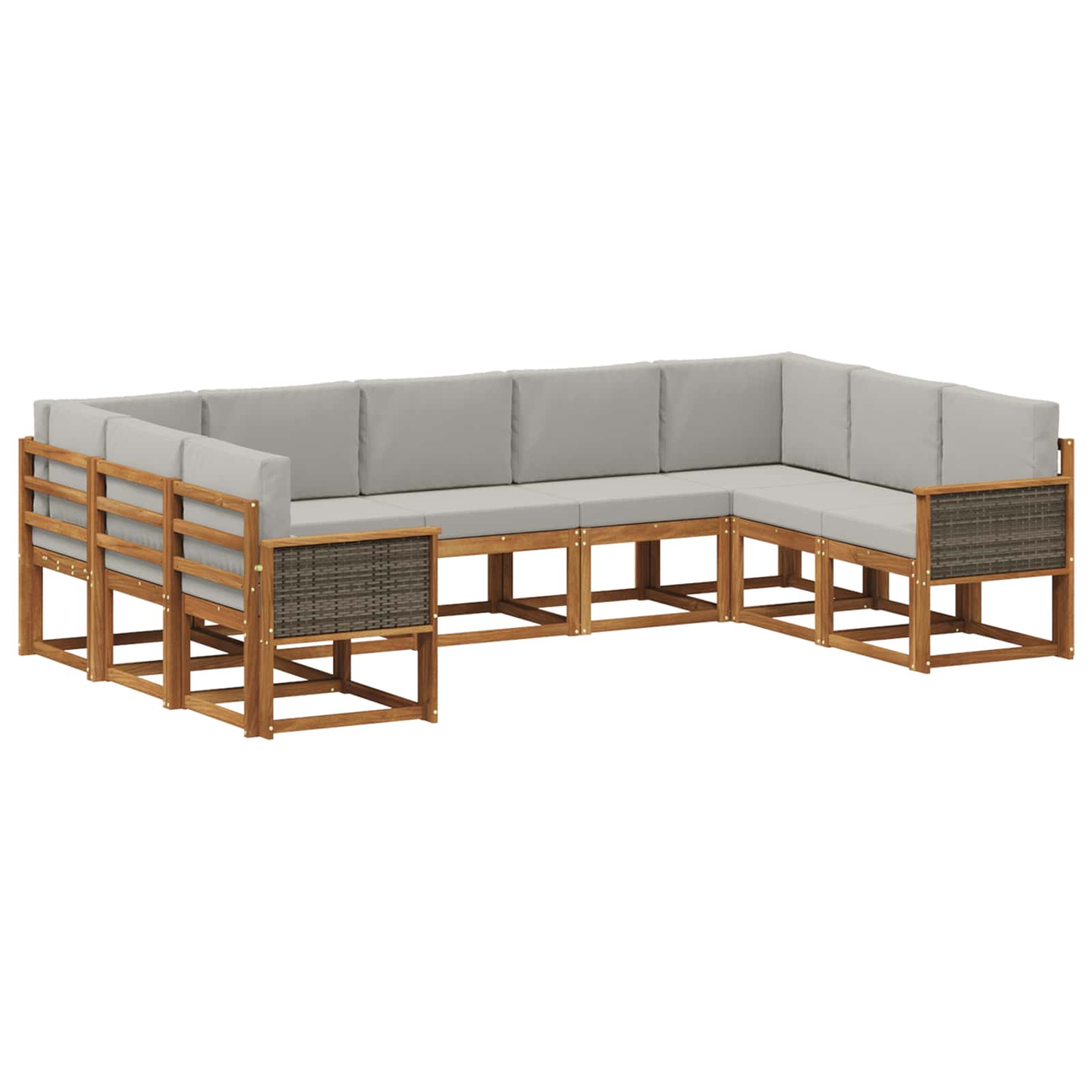 Buiten bankenset 9 pcs Naturel en lichtgrijs Massief Acaciahout is nu te koop bij PeponiXL, paradijselijk wonen!